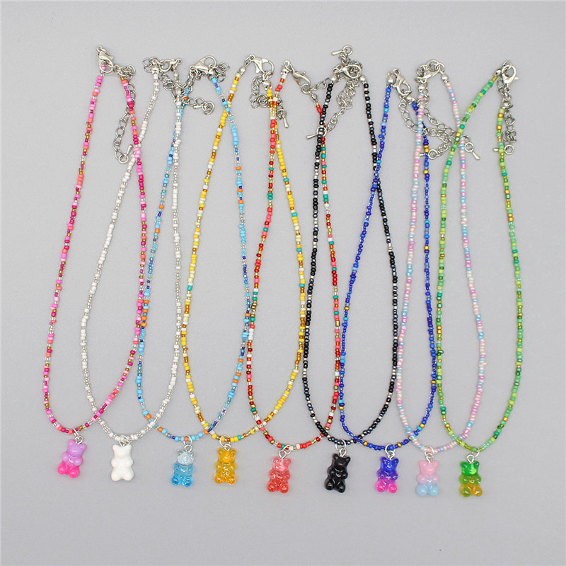 Resin Art Necklace - Nowy Bohemia koreański kochanek kolorowy Gummy