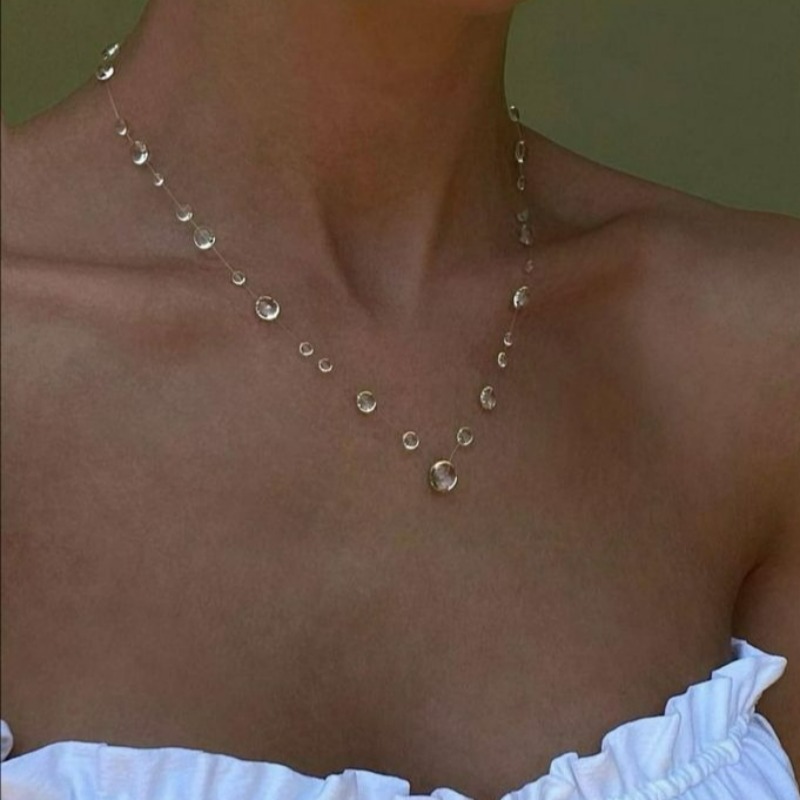Resin Art Necklace - Naszyjnik z przezroczystą kroplą wody, przezroczyste