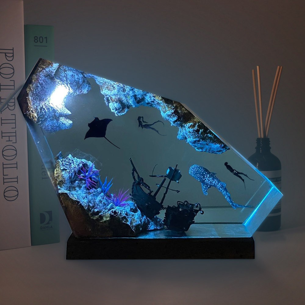 Resin Art Design For Wedding - Żywica morska, drewno, sztuka, luminescencyjny wzór,