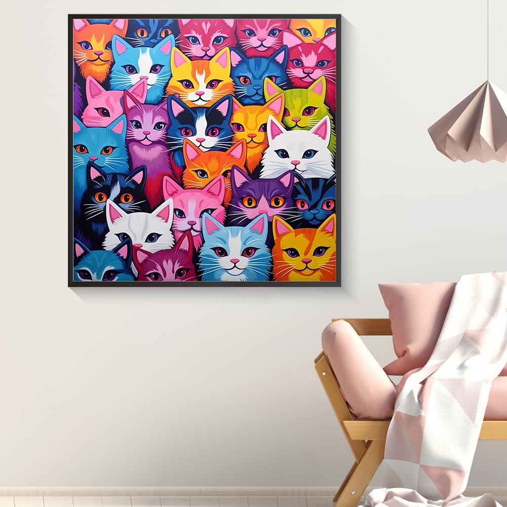 Resin Art Kits - Diamentowe Malowanie Rodzinne Kolorowe Kociaki Wróżkowy