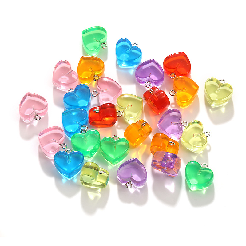 Resin Art Necklace - 10 sztuk 15x18MM Multicolor przezroczyste serce