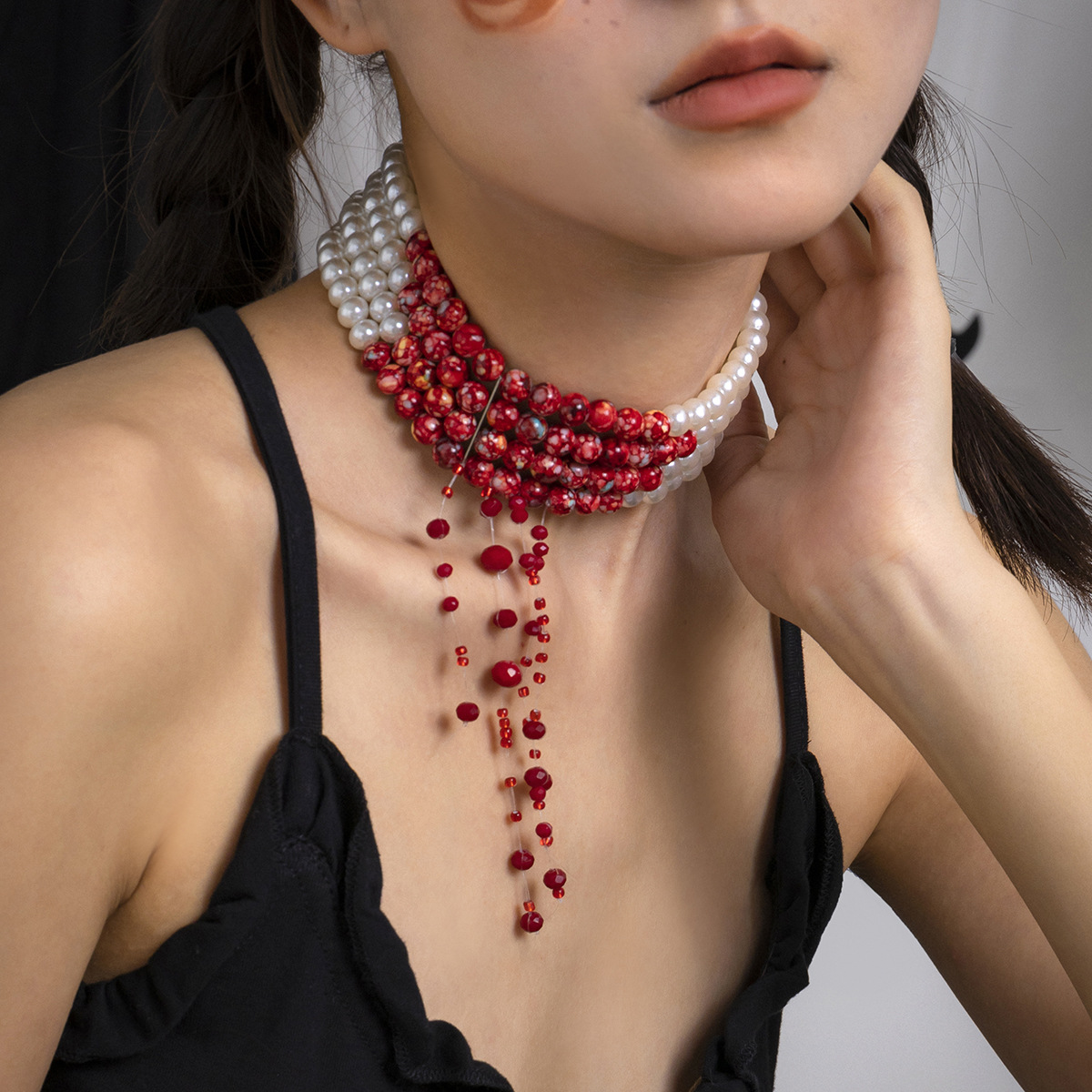 Wielowarstwowy Vintage czerwon – Resin Art Necklace recenzja i cena
